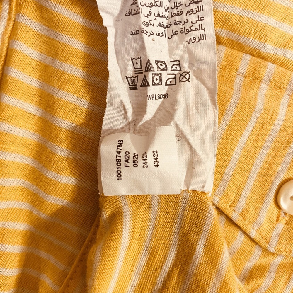 Style & Co. Ladies Sunflower Yellow Long Sleeve Striped Top. V Neck 3 Buttons - Picture 10 of 12